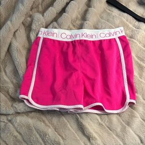 Calvin Klein Neon Pink Sport Shorts with White Logo Waistband